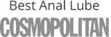Text 'Best Anal Lube COSMOPOLITAN' in gray on a white background