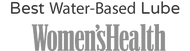 Text 'Best Water-Based Lube' from Women's Health magazine on a white background